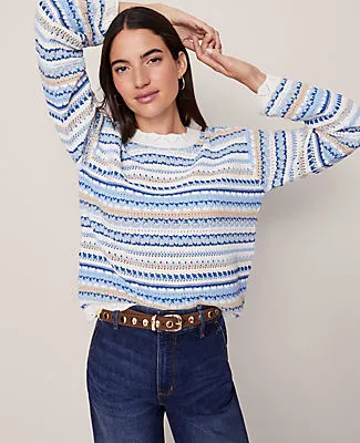 Ann Taylor Weekend Collection Striped Mixed Stitch Sweater sold by Ann Taylor