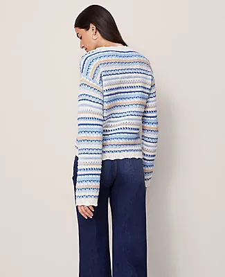 Ann Taylor Weekend Collection Striped Mixed Stitch Sweater sold by Ann Taylor product image thumbnail 2
