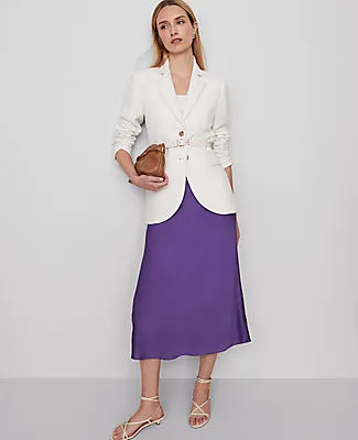 Ann Taylor Satin Bias Midi Slip Skirt sold by Ann Taylor