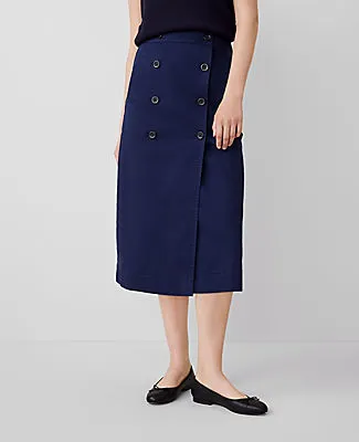 Ann Taylor Weekend Sateen Button Wrap Skirt sold by Ann Taylor product image thumbnail 2