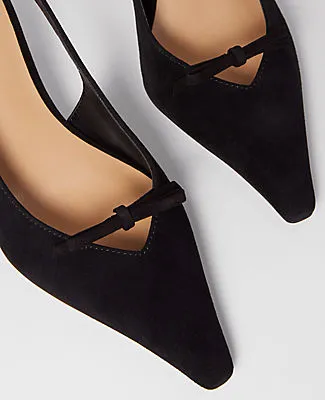 Ann Taylor Bow Suede Slingback Pumps sold by Ann Taylor product image thumbnail 2