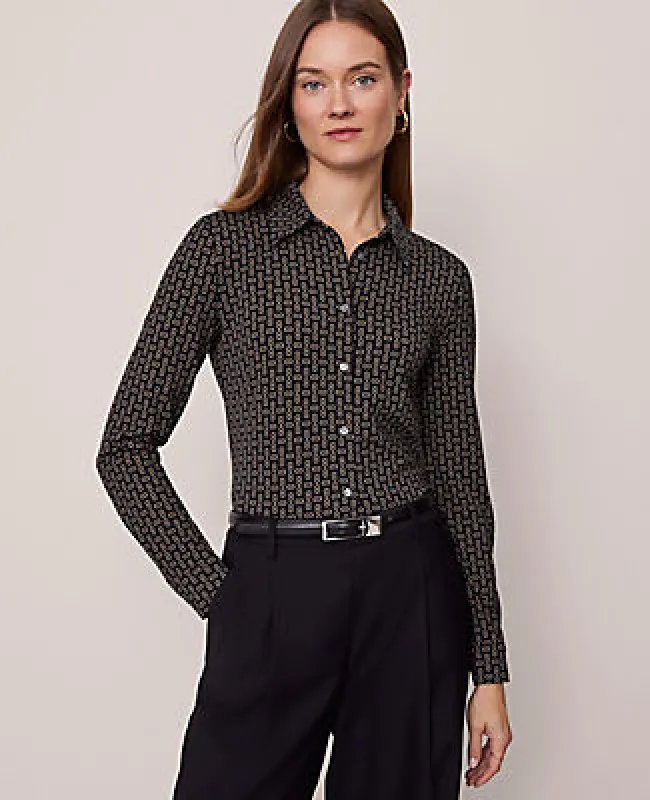 Ann Taylor Chain Link Button Down Shirt sold by Ann Taylor