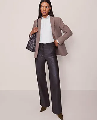 Ann Taylor Studio Collection The Petite Straight Pant in Leather sold by Ann Taylor product image thumbnail 2