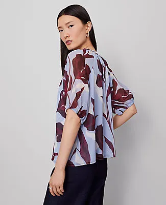 Ann Taylor Floral Pintucked Raglan Popover Top sold by Ann Taylor product image thumbnail 2