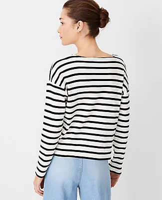 Ann Taylor Petite Weekend Collection Stripe Relaxed Long Sleeve Top sold by Ann Taylor product image thumbnail 2