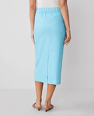 Ann Taylor The Petite Linen Blend Clean Midi Skirt sold by Ann Taylor product image thumbnail 3