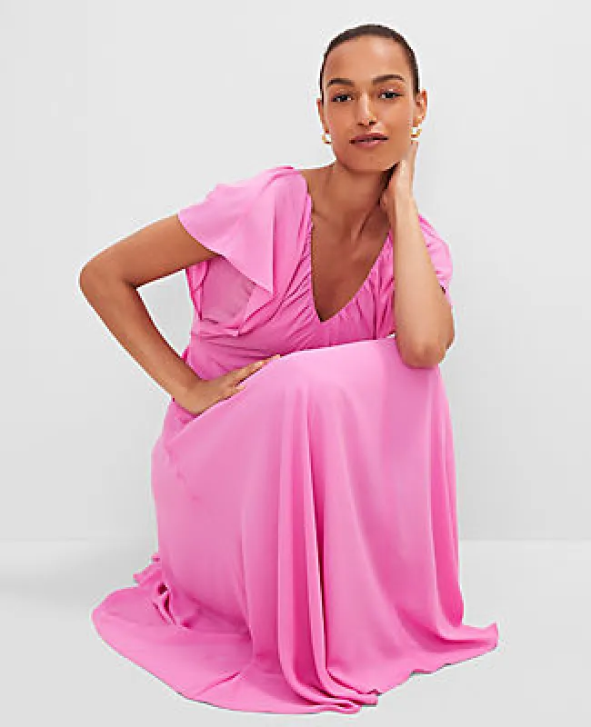 Ann Taylor Flutter Sleeve Midi Flare Dress sold by Ann Taylor