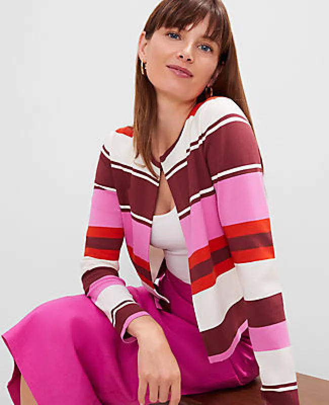 Ann Taylor Striped Open Cardigan sold by Ann Taylor