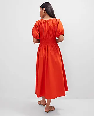 Ann Taylor Smocked Puff Sleeve Midi Dress sold by Ann Taylor product image thumbnail 2