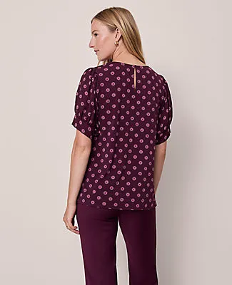 Ann Taylor Geo Mixed Media Gathered Sleeve Top sold by Ann Taylor product image thumbnail 2