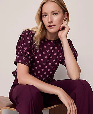 Ann Taylor Geo Mixed Media Gathered Sleeve Top sold by Ann Taylor product image thumbnail 3