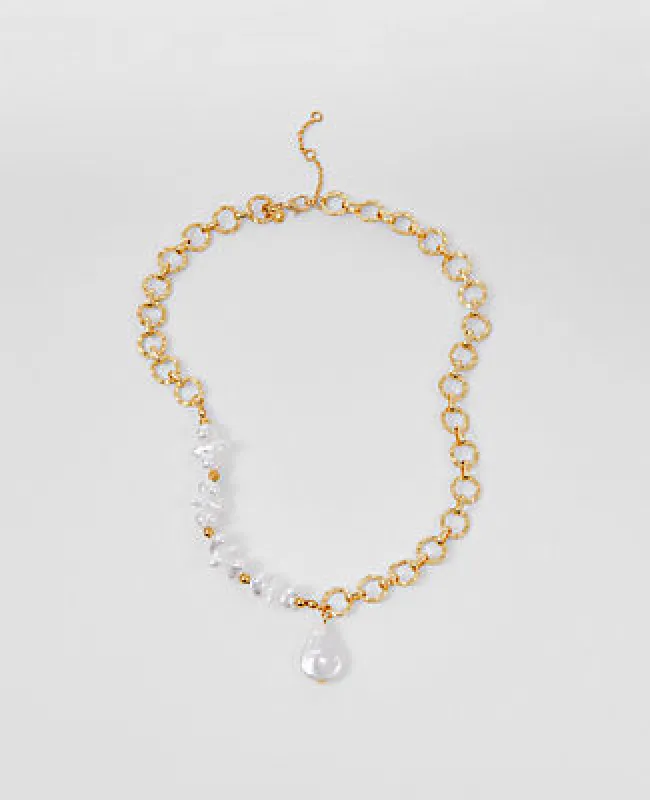 Ann Taylor Mixed Pearl and Chain Necklace sold by Ann Taylor