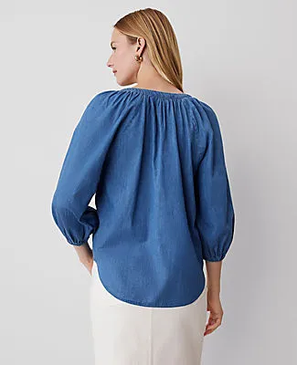 Ann Taylor Weekend Collection Chambray Raglan Popover Top sold by Ann Taylor product image thumbnail 2