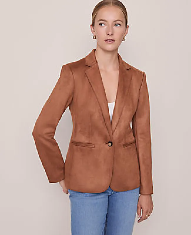 Ann Taylor The Hutton Blazer in Faux Suede sold by Ann Taylor
