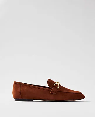 Ann Taylor Hardware Embellished Suede Loafers sold by Ann Taylor