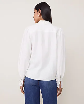 Ann Taylor Embroidered Linen Blend Pocket Shirt sold by Ann Taylor product image thumbnail 2
