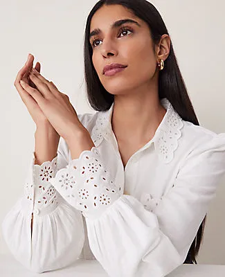 Ann Taylor Embroidered Linen Blend Pocket Shirt sold by Ann Taylor product image thumbnail 3