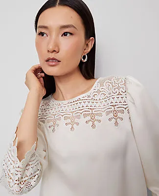 Ann Taylor Satin Lace Trim Top sold by Ann Taylor product image thumbnail 2