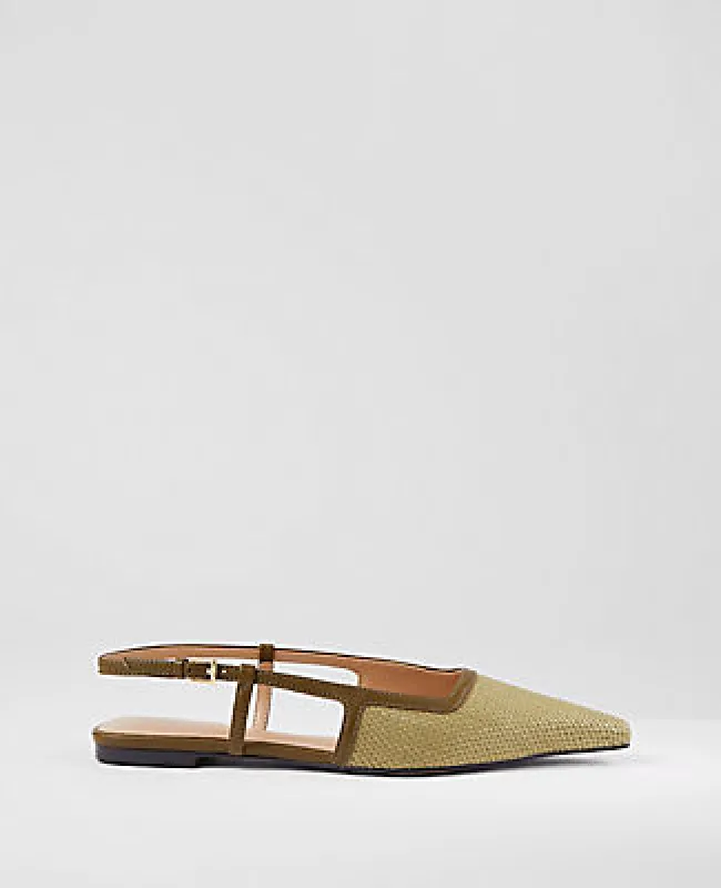 Ann Taylor Straw Nip Toe Slingback Flat sold by Ann Taylor