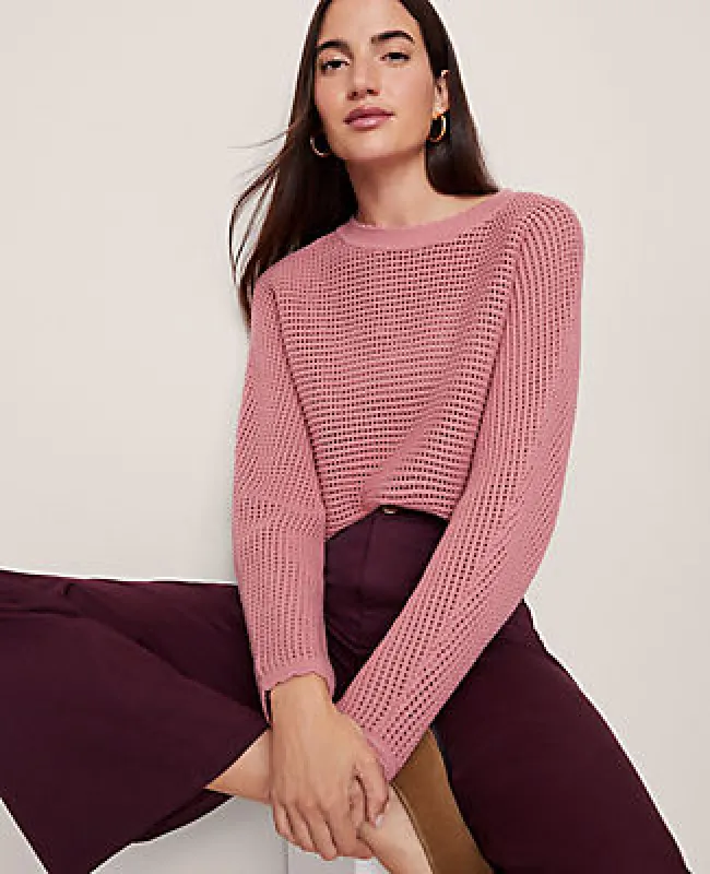 Ann Taylor Weekend Collection Open Stitch Scalloped Sweater sold by Ann Taylor