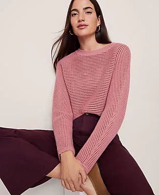 Ann Taylor Weekend Collection Open Stitch Scalloped Sweater sold by Ann Taylor