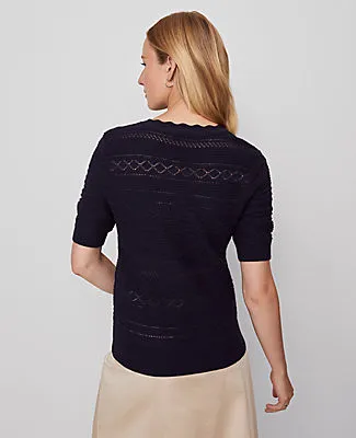 Ann Taylor Weekend Collection Scalloped Henley Sweater sold by Ann Taylor product image thumbnail 2