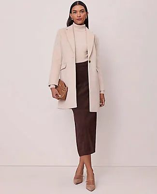 Ann Taylor Studio Collection Seamed Pencil Skirt in Suede sold by Ann Taylor product image thumbnail 4