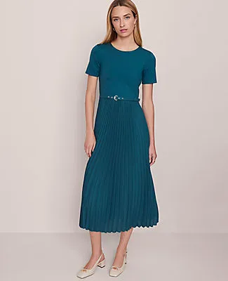 Ann Taylor Belted Pleated Midi Dress sold by Ann Taylor product image thumbnail 3