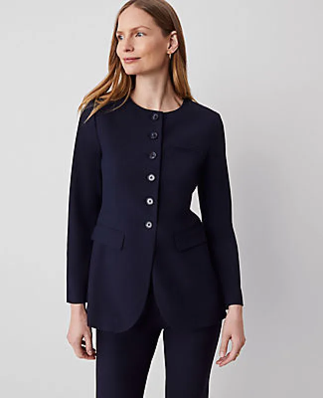 Ann Taylor The Petite Curved Hem Jacket in Seasonless Stretch sold by Ann Taylor