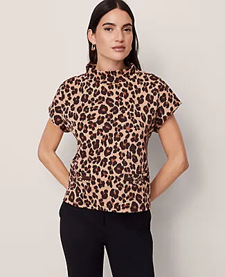 Ann Taylor Animal Print Horsebit Mock Neck Top sold by Ann Taylor product image thumbnail 3