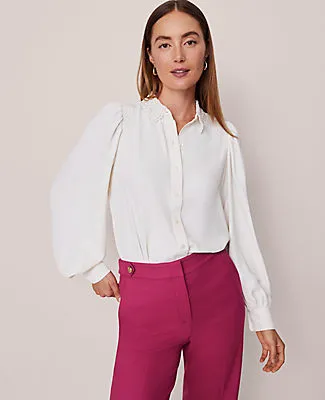 Ann Taylor Petite Lace Collar Blouson Sleeve Shirt sold by Ann Taylor product image thumbnail 2