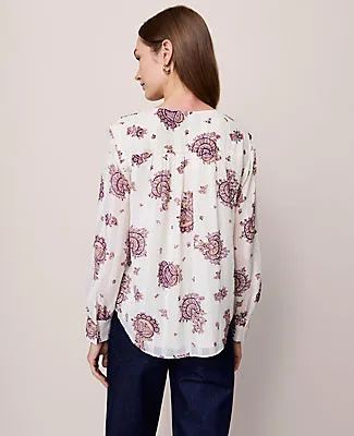 Ann Taylor Petite Paisley V-Neck Popover Top sold by Ann Taylor product image thumbnail 2