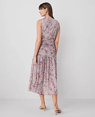 Ann Taylor Floral Ruched Flare Dress sold by Ann Taylor product image thumbnail 3