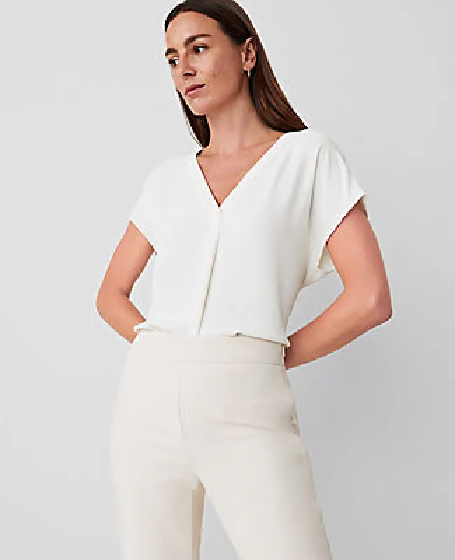 Ann Taylor Mixed Media Pleat Front Top sold by Ann Taylor