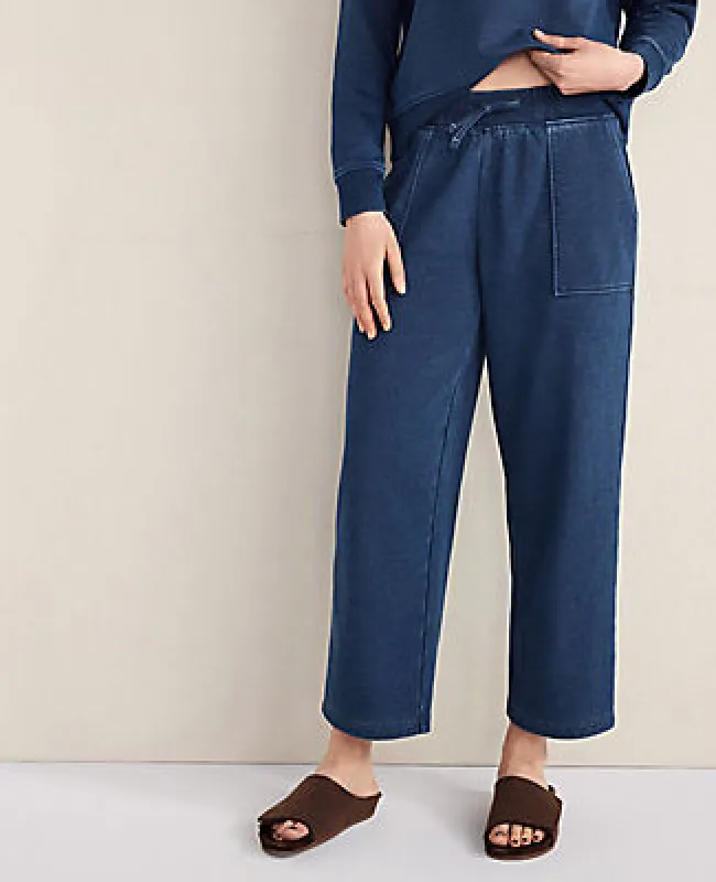 Ann Taylor Haven Well Within Indigo Washed Cotton Fleece Straight Leg Pants sold by Ann Taylor