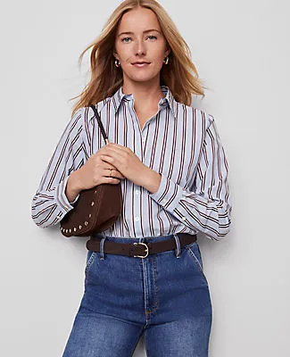 Ann Taylor Weekend Collection Striped Relaxed Perfect Shirt sold by Ann Taylor