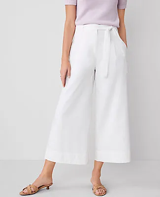 Ann Taylor The Petite Belted Cropped Palazzo Pant in Poplin sold by Ann Taylor product image thumbnail 2