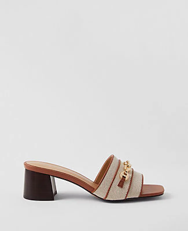 Ann Taylor Chain Flare Block Heel Sandals sold by Ann Taylor