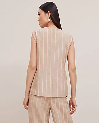 Ann Taylor The Petite Tucked Waist Vest in Pinstripe sold by Ann Taylor product image thumbnail 2