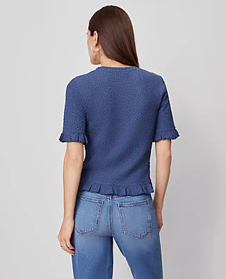 Ann Taylor Popcorn Knit Ruffle Trim Blouse sold by Ann Taylor product image thumbnail 2