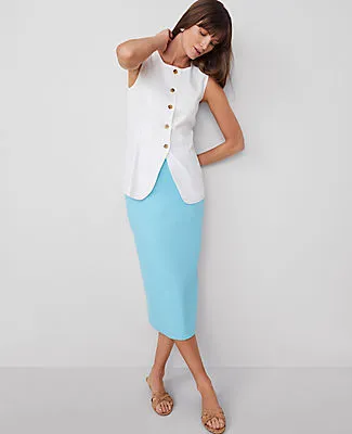 Ann Taylor Linen Blend Clean Midi Skirt sold by Ann Taylor
