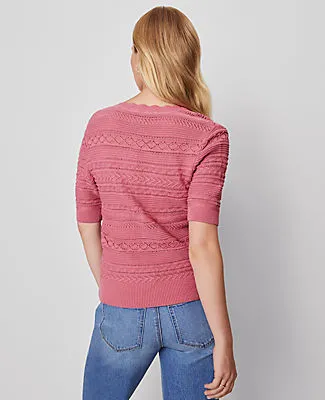 Ann Taylor Weekend Collection Scalloped Henley Sweater sold by Ann Taylor product image thumbnail 2
