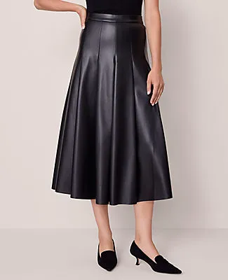 Ann Taylor Faux Leather Pleated Midi Skirt sold by Ann Taylor product image thumbnail 2