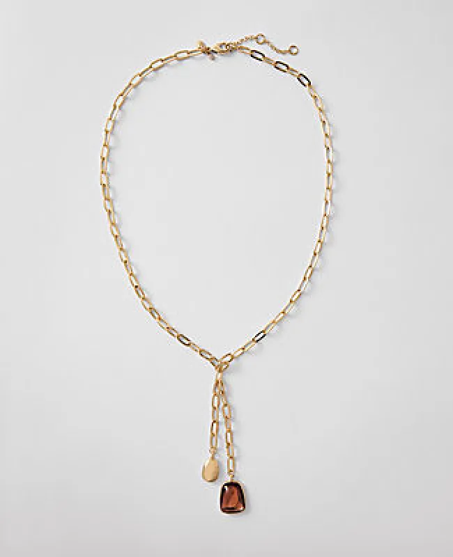 Ann Taylor Metal Gem Lariat Necklace sold by Ann Taylor