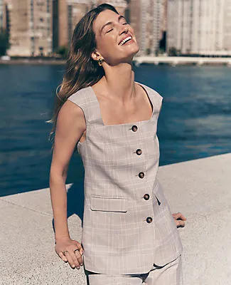 Ann Taylor Petite Plaid Square Neck Vest sold by Ann Taylor