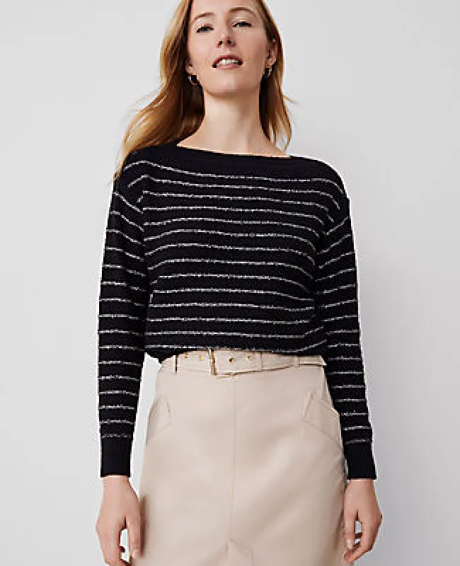 Ann Taylor Sequin Striped Wedge Sweater sold by Ann Taylor