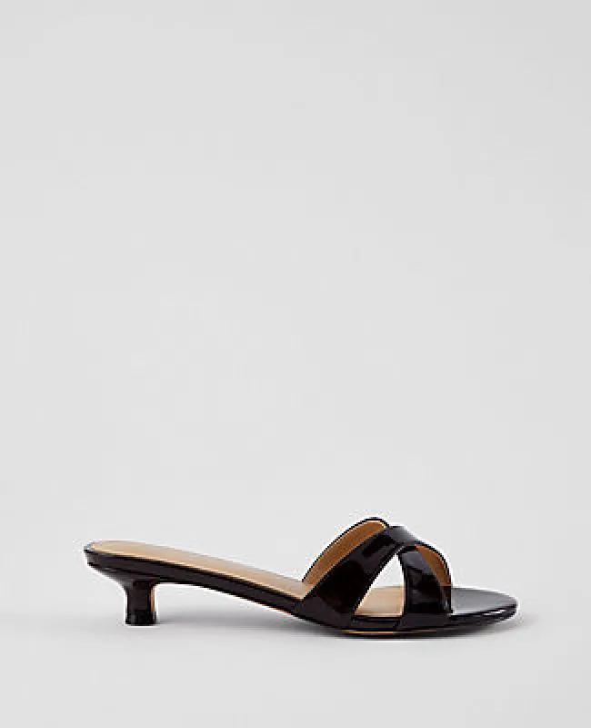 Ann Taylor Patent Crossover Slingback Kitten Heel Sandals sold by Ann Taylor