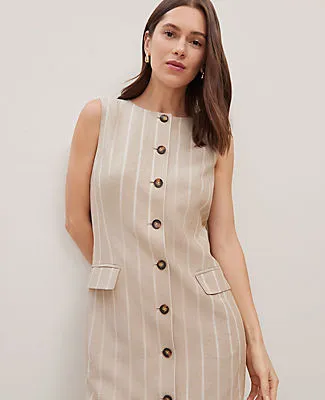 Ann Taylor The Button Pocket Shift Dress in Pinstripe sold by Ann Taylor product image thumbnail 3