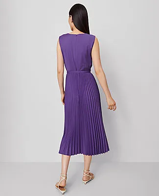 Ann Taylor Petite Belted Pleated Midi Dress sold by Ann Taylor product image thumbnail 2