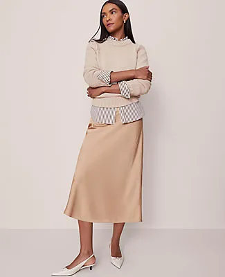 Ann Taylor Satin Bias Midi Slip Skirt sold by Ann Taylor product image thumbnail 4